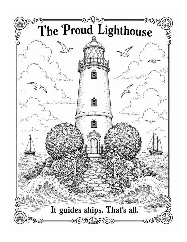 Free Proud Lighthouse coloring sheet preview